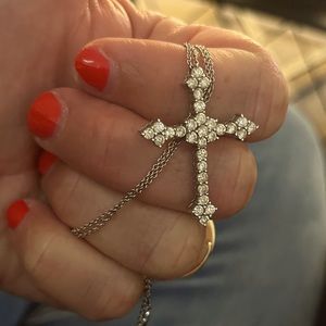 Diamond Cross Pendant Necklace in 14K White Gold